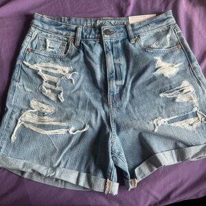 American Eagle Outfitters Light Blue Distressed Denim Jean Shorts